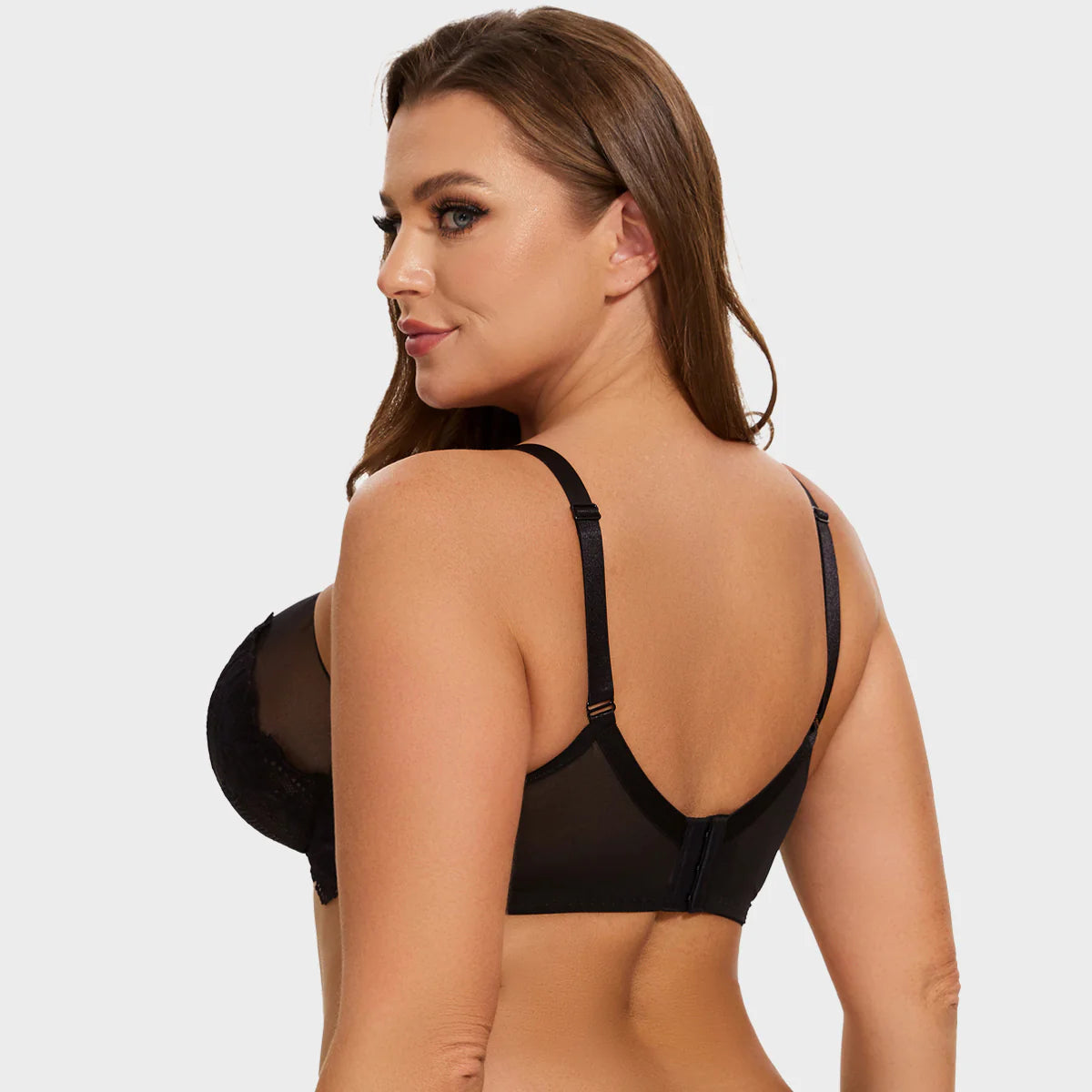 SheShape® Full Coverage Lace Minimizer Bra - Mermaid Black+Pink (2 PACK）