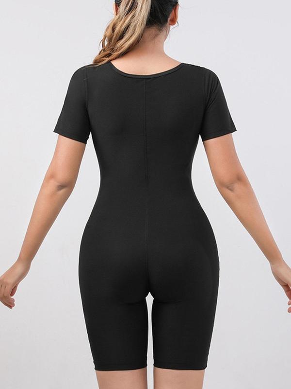 Women's Fitness Sweat-Inducing Zip-Up Bodysuit