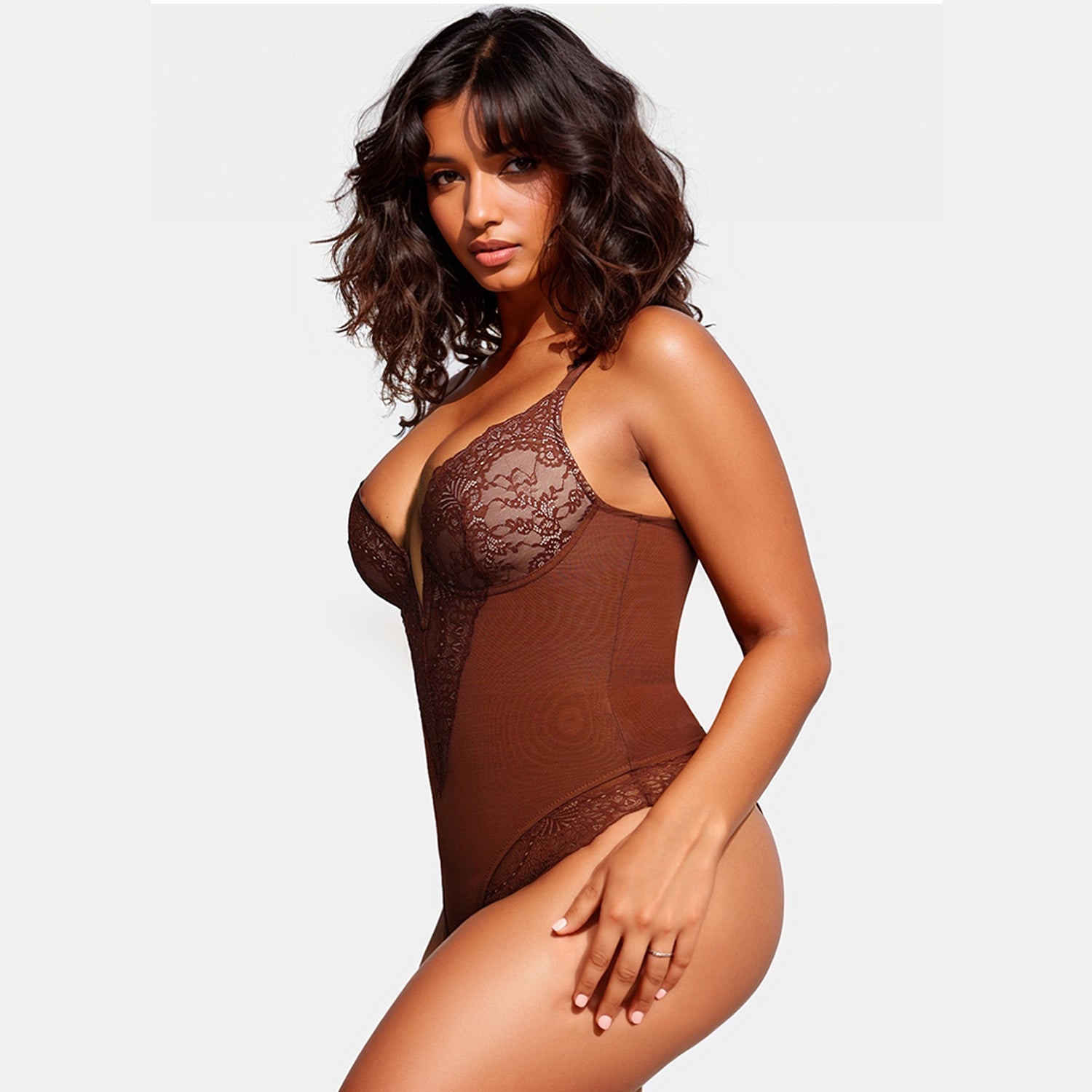 SheShape® Sexy Lace Deep-V Neck Bodysuits