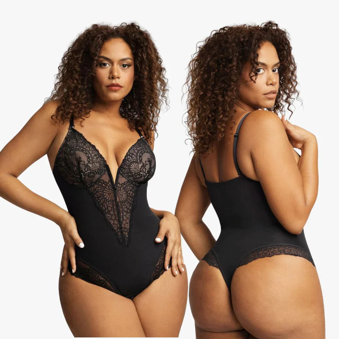 SheShape® Sexy Lace Deep-V Neck Bodysuits