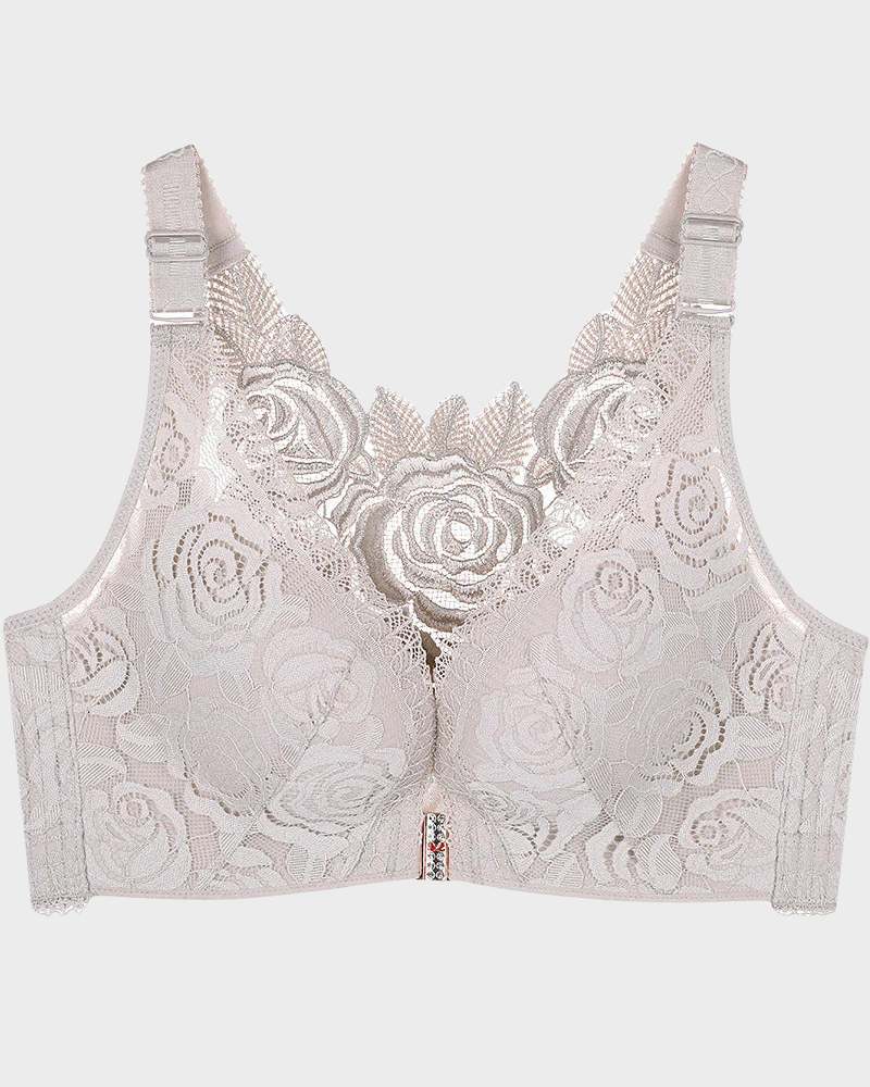 Soutien-gorge avec fermeture devant et broderie de roses