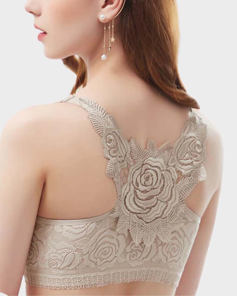 Soutien-gorge avec fermeture devant et broderie de roses