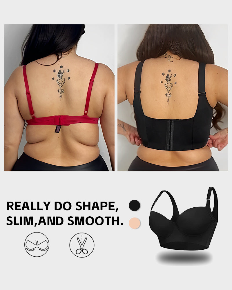 SheShape® Push-Up Back Smoothing Bra - Black+Beige (2 PACK）