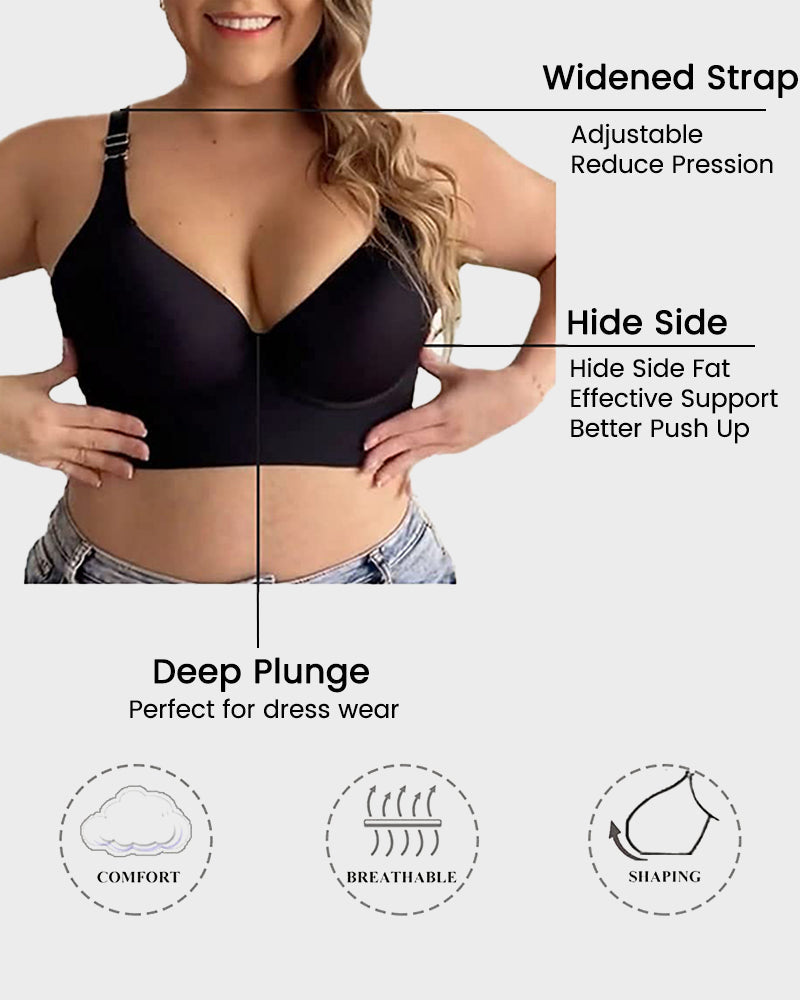 SheShape® Push-Up Back Smoothing Bra - Black+Beige (2 PACK）