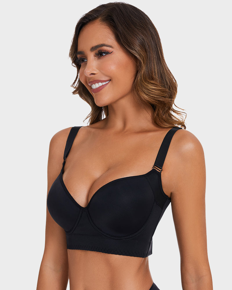 SheShape® Push-Up Back Smoothing Bra - Black+Beige (2 PACK）