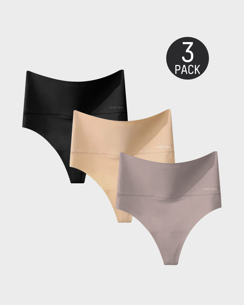 Lot de 3 strings taille haute sans coutures SheCurve®