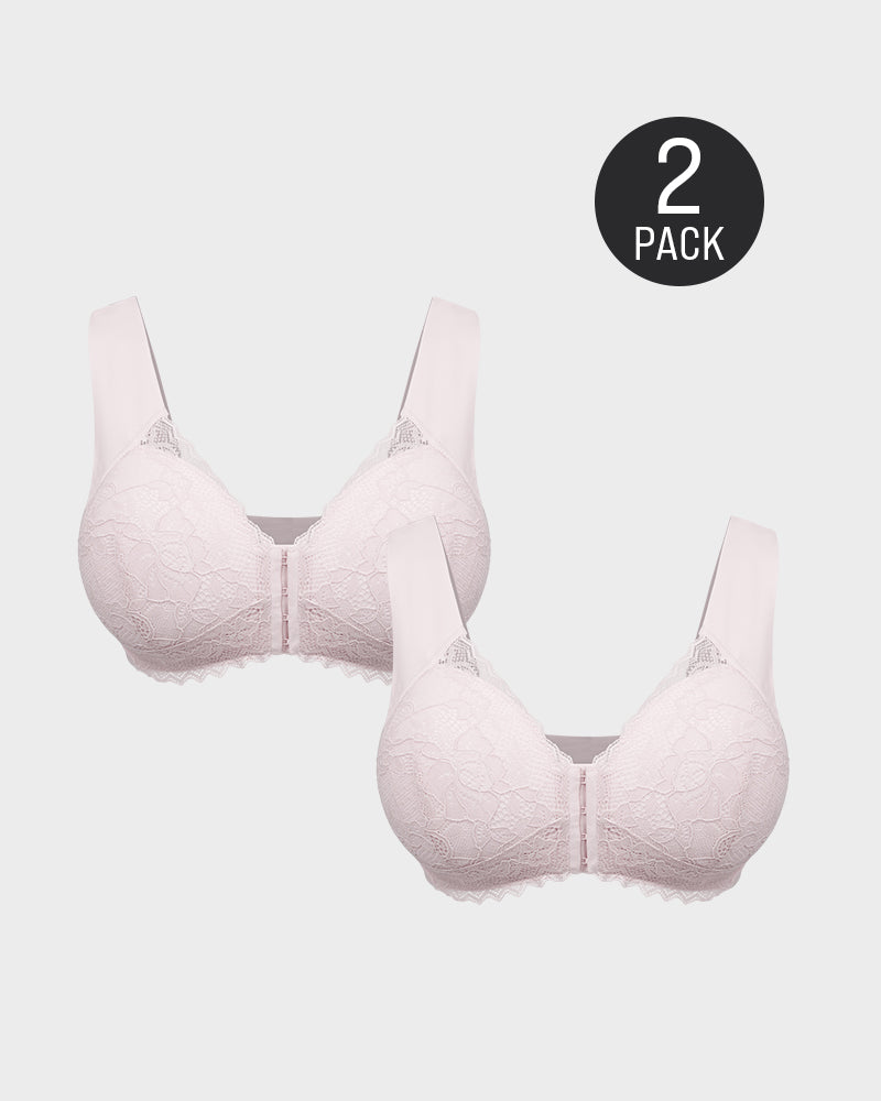 Soutien-gorge push-up sans armatures avec dentelle à clip sur le devant 