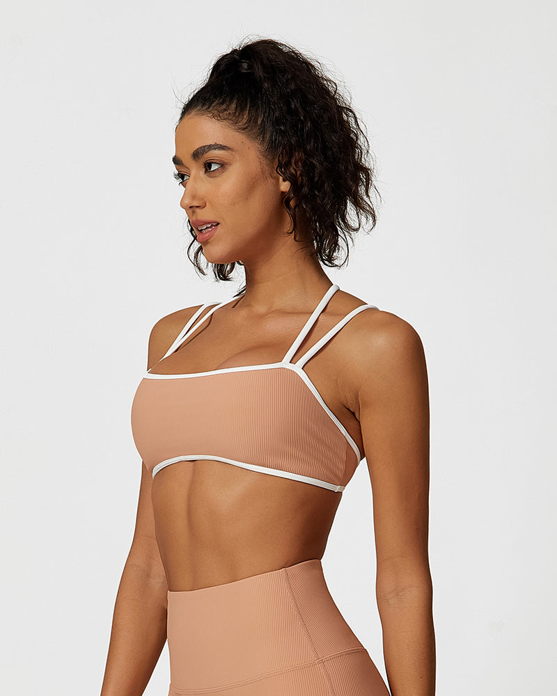 Ribbed Strappy Support Sports Bra