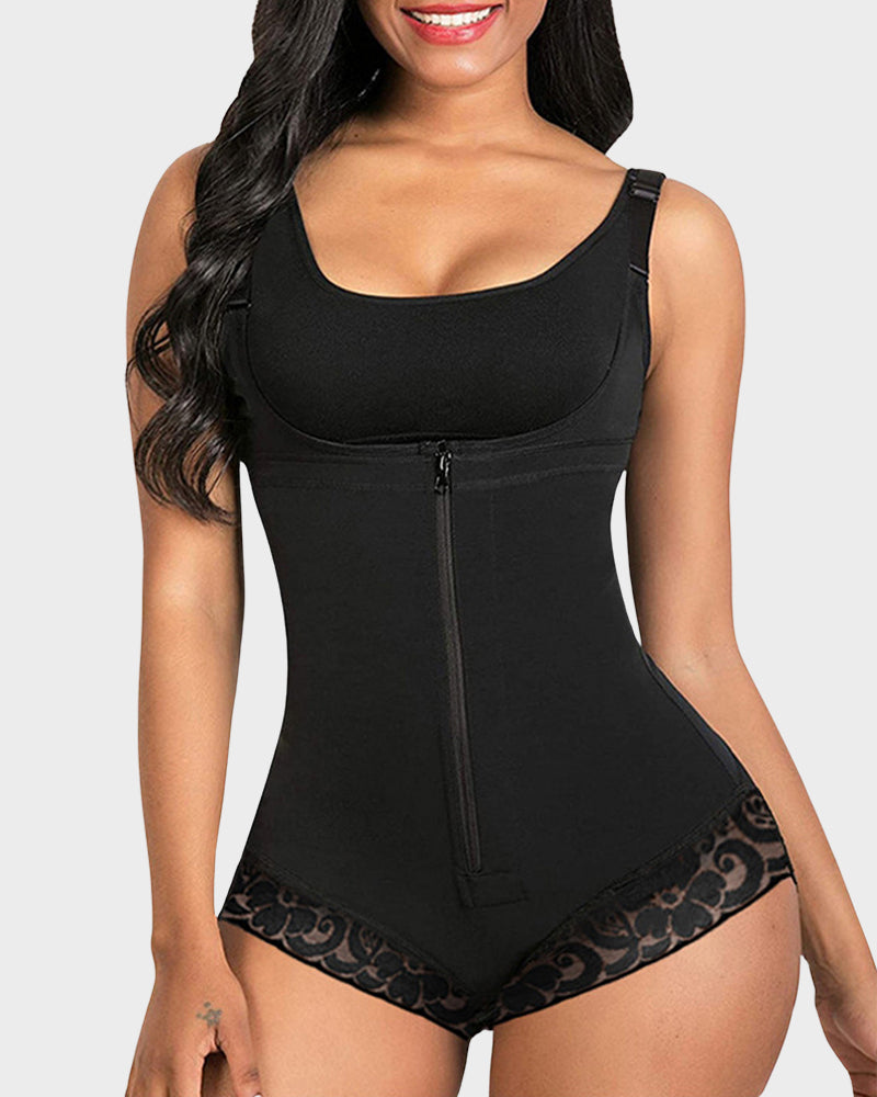 Lace Zipper Open Bust Shapewear