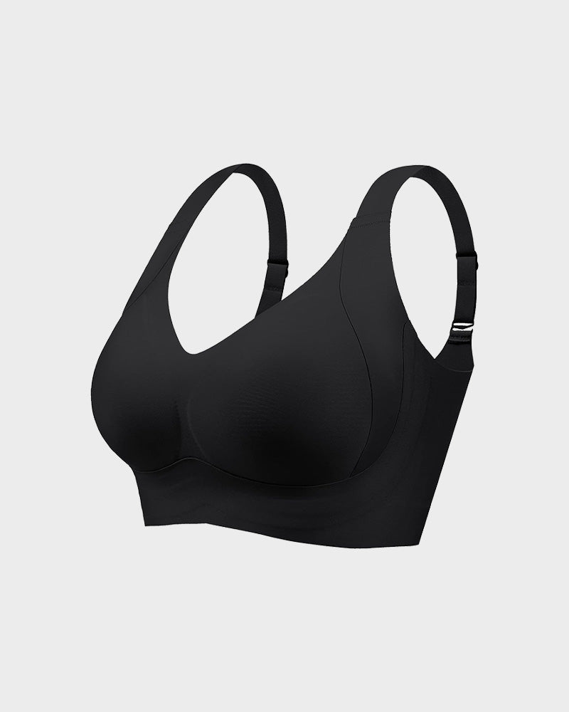 Enhanced w Support Adjustment Comfort Bra-Black+Grey