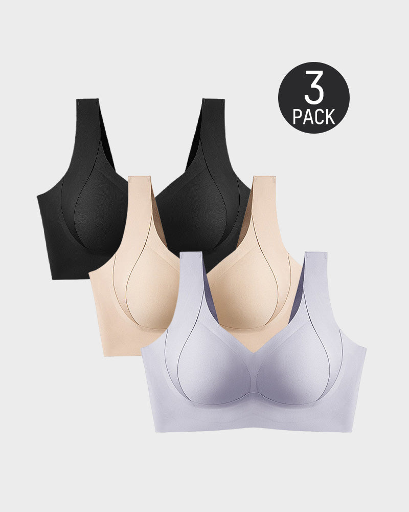 Daily Comfort Wireless Shaper Bra-BLACK+GREY+SKIN