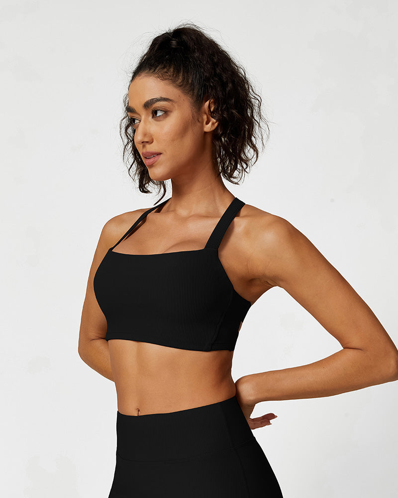 Ensemble de vêtements de sport à maintien côtelé SheCurve®Comfort (soutien-gorge de sport + pantalon évasé + sweat-shirt) 