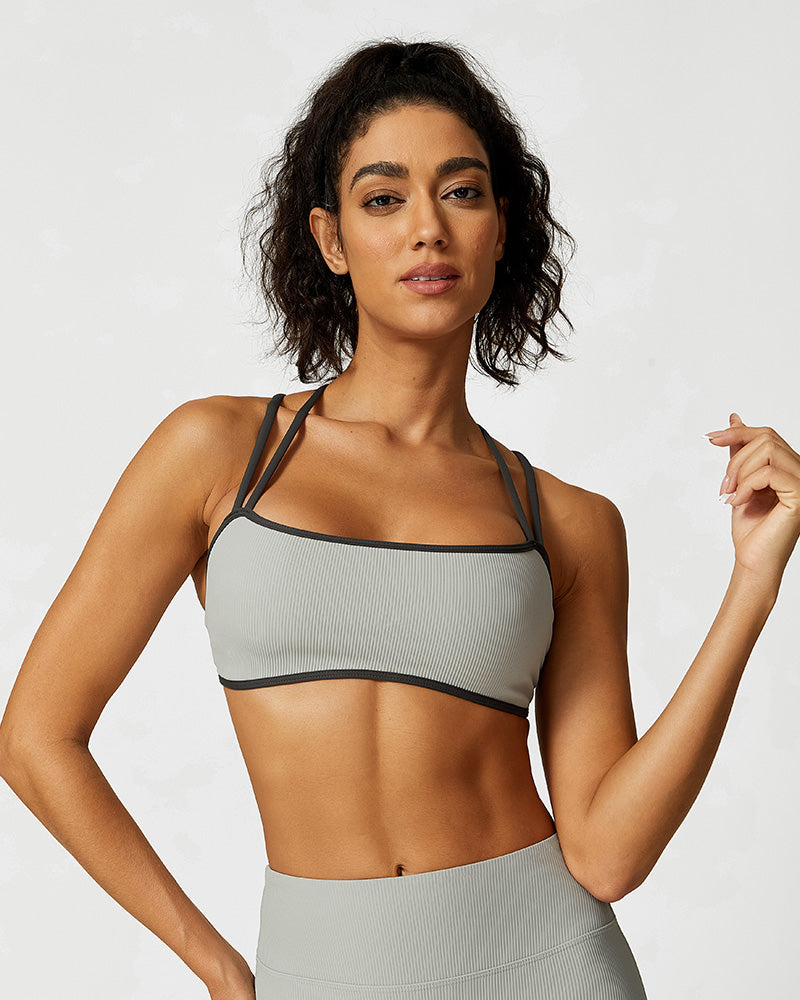 Ribbed Strappy Support Sports Bra