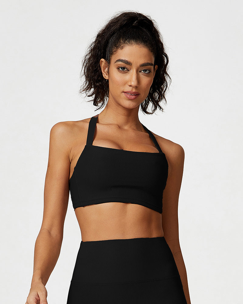 Ensemble de vêtements de sport à maintien côtelé SheCurve®Comfort (soutien-gorge de sport + pantalon évasé + sweat-shirt) 