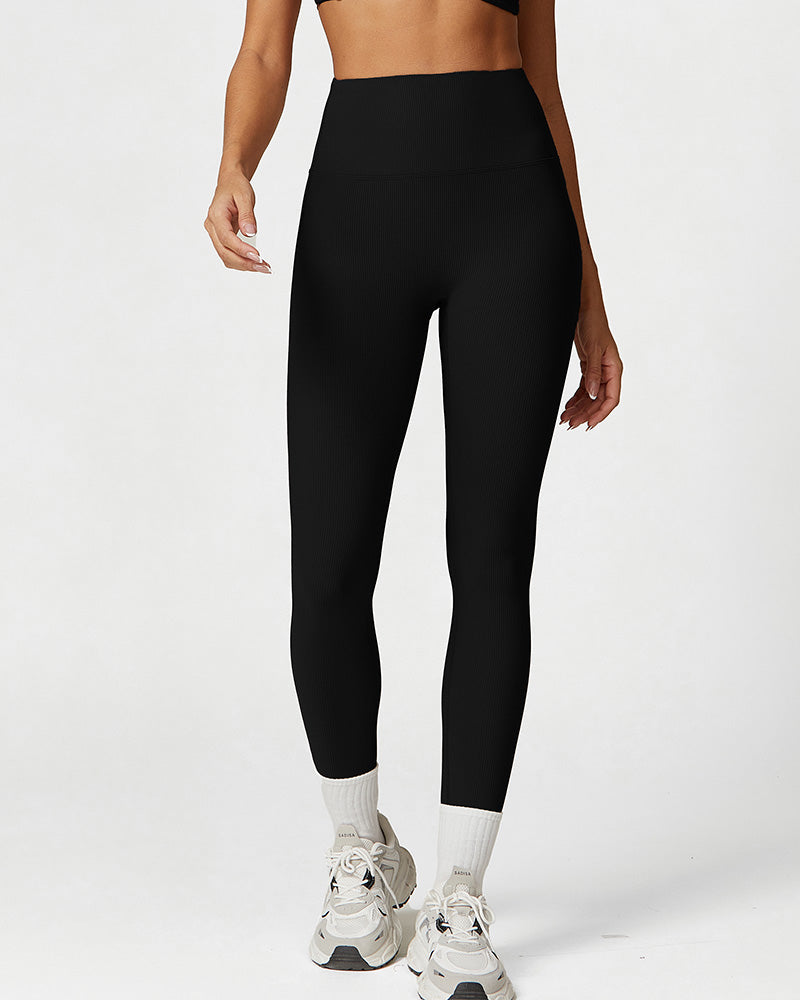 High Waist Ribbed Workout Leggings