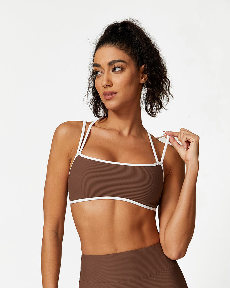 Ribbed Strappy Support Sports Bra