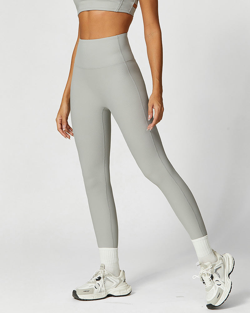 High Waist Ribbed Workout Leggings