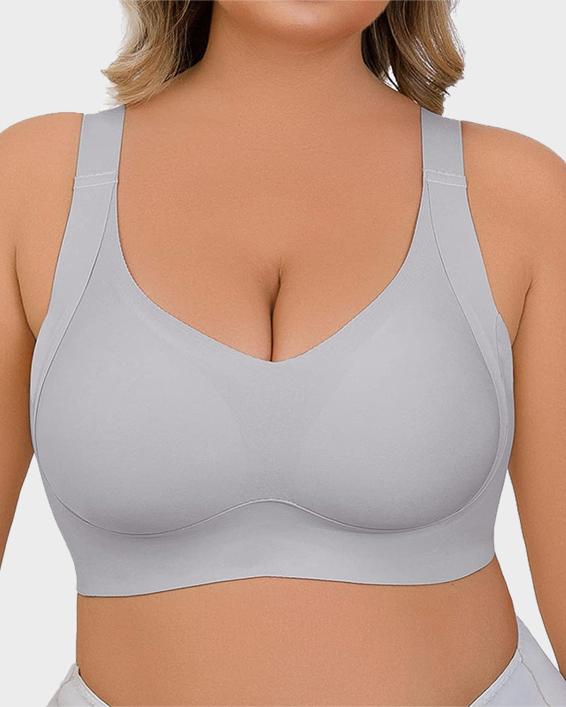 Enhanced w Support Adjustment Comfort Bra-Black+Grey