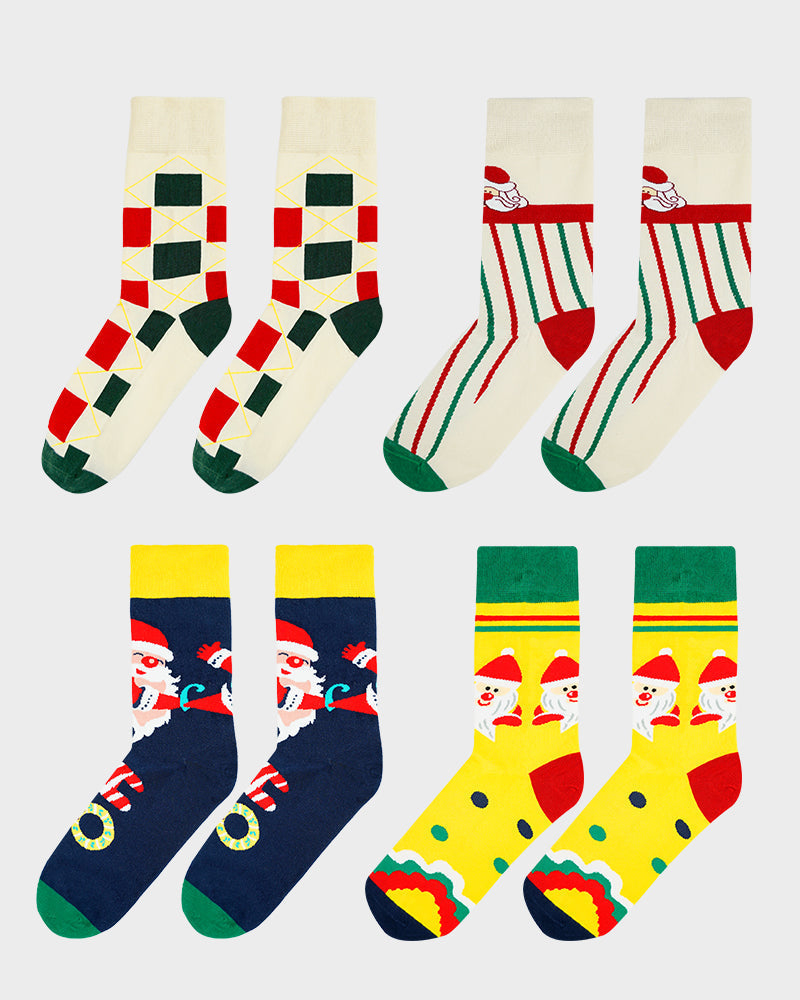 Chaussettes douces et confortables à imprimé de Noël (lot de 4)