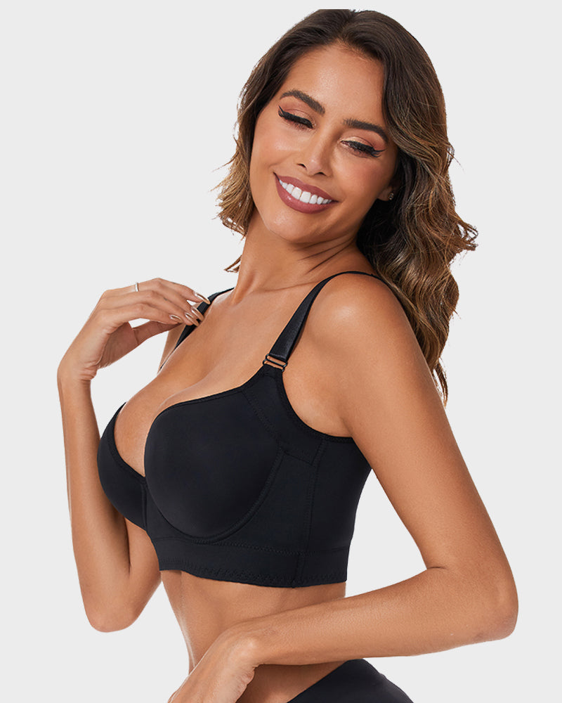 SheShape® Push-Up Back Smoothing Bra - Black+Beige (2 PACK）