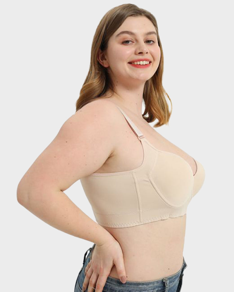 SheShape® Push-Up Back Smoothing Bra - Black+Beige (2 PACK）