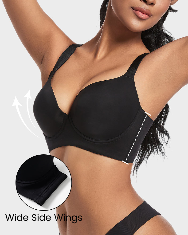 Soutien-gorge push-up plongeant lissant le dos SheCurve® - Noir 