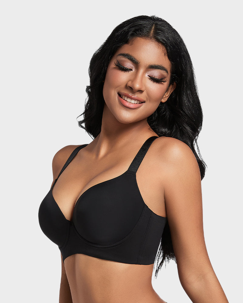 Soutien-gorge push-up plongeant lissant le dos SheCurve® - Noir 