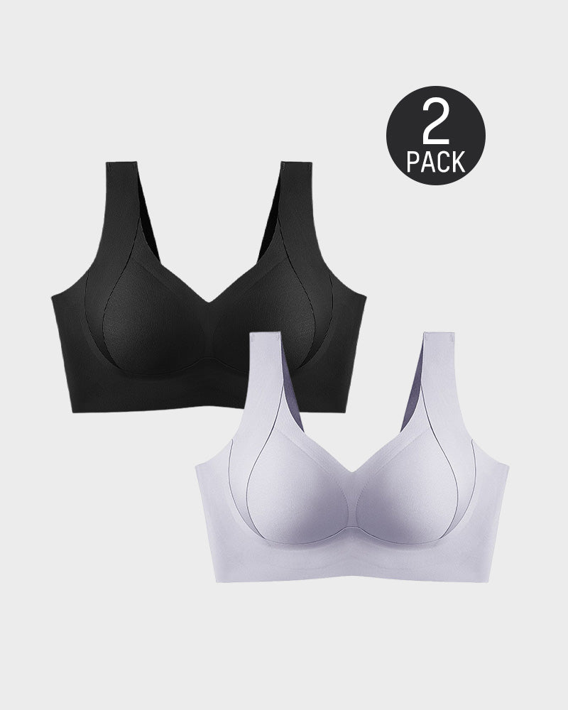 Enhanced w Support Adjustment Comfort Bra-Black+Grey