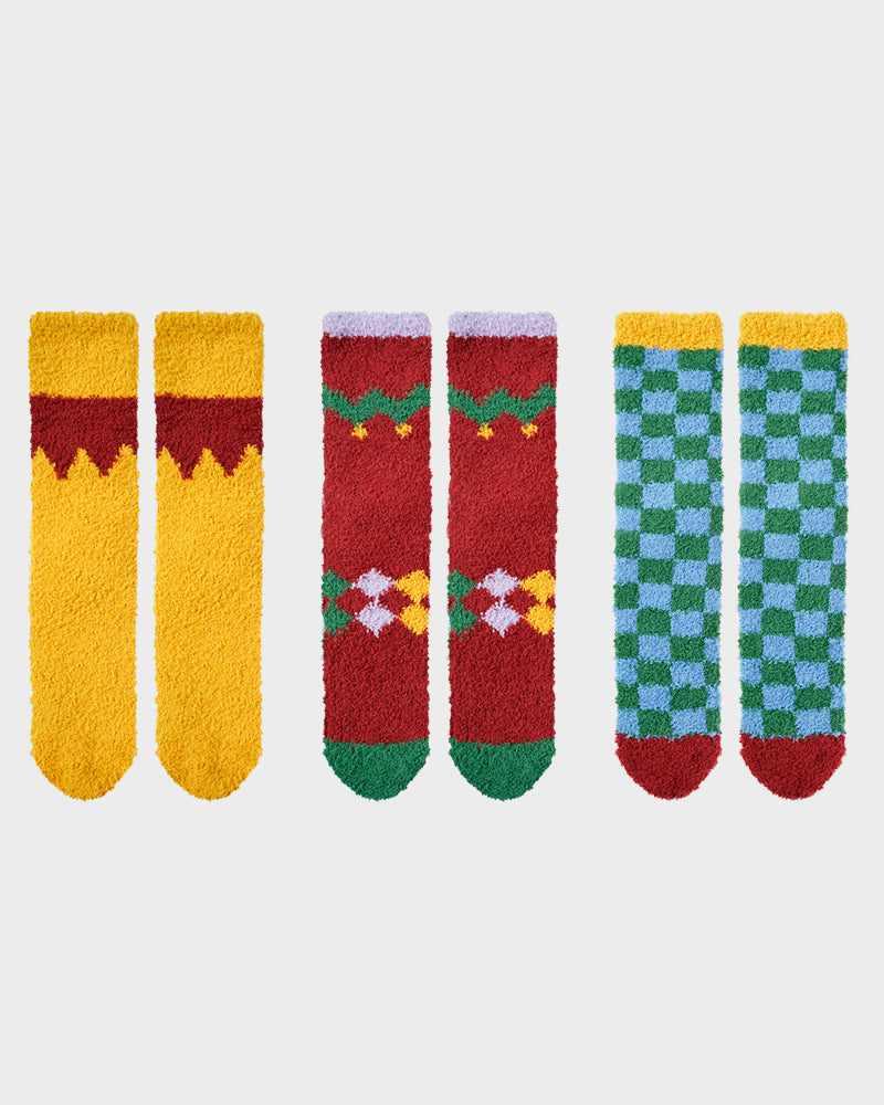 Chaussettes chaudes et moelleuses à imprimé festif (lot de 3)