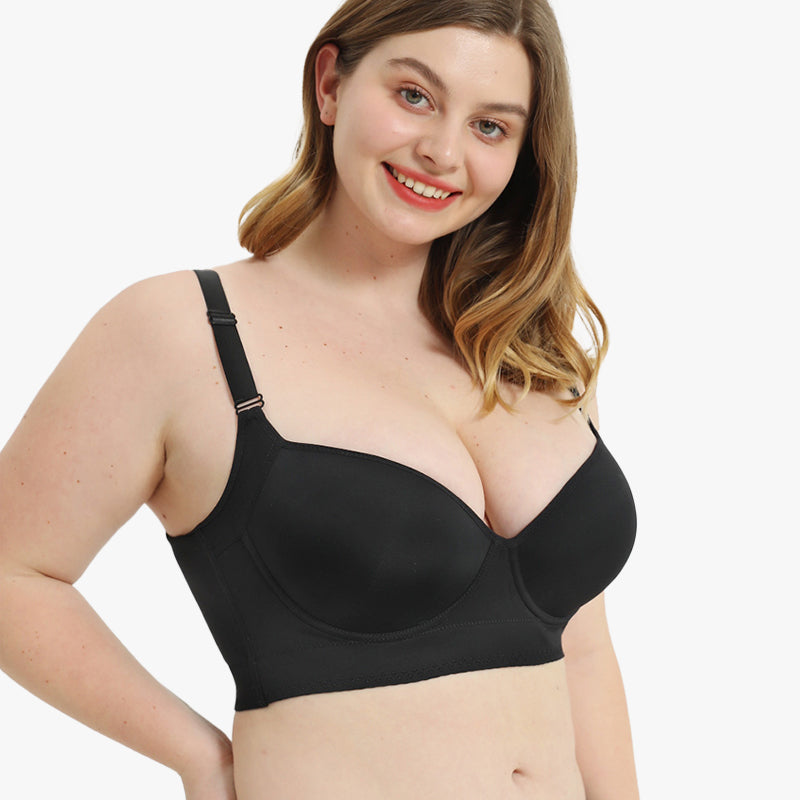 SheShape® Full-Coverage Back Smoothing Bra-Black