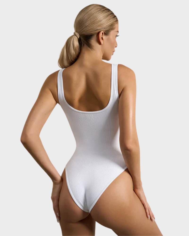 Wide Strap Backless Thong Bodysuit