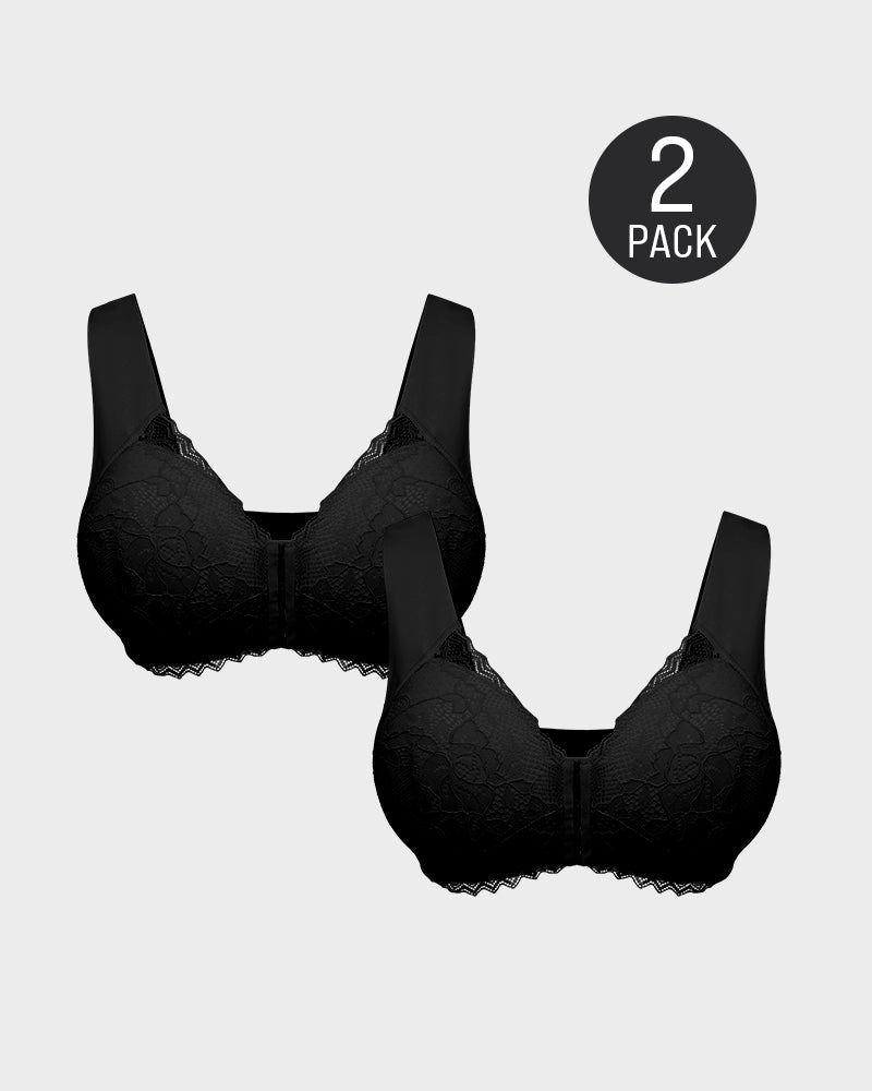 Soutien-gorge push-up sans armatures avec dentelle à clip sur le devant 