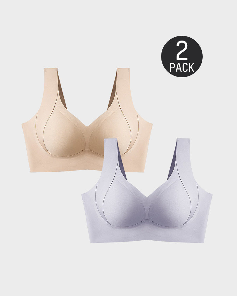 Enhanced w Support Adjustment Comfort Bra-Skin+Grey