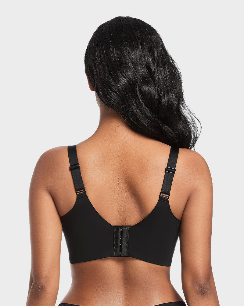 Back Smoothing Push-Up Plunge Bra - Black