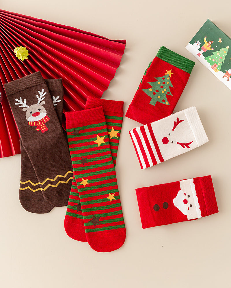 Festive Holiday Print Comfort Socks (5 Pack)