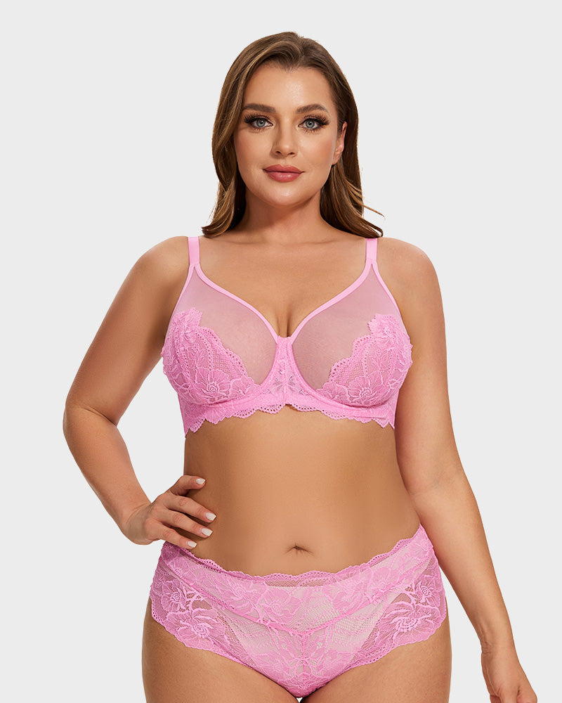 Soutien-gorge minimiseur en dentelle à couverture intégrale SheCurve® rose 