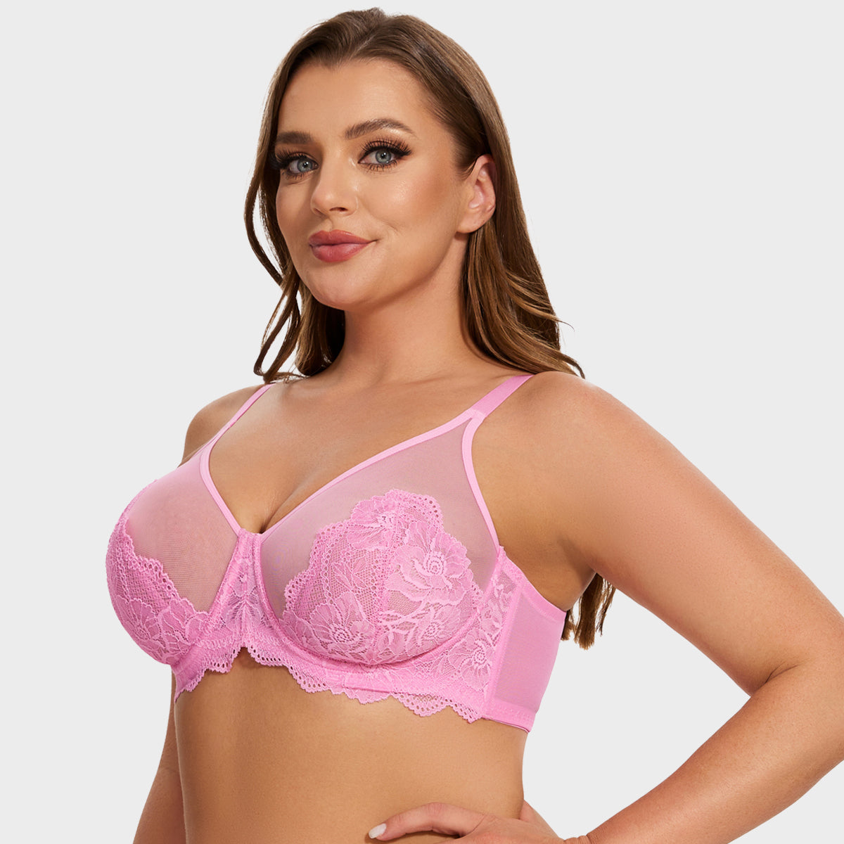 SheShape® Full Coverage Lace Minimizer Bra - Mermaid Black+Pink (2 PACK）