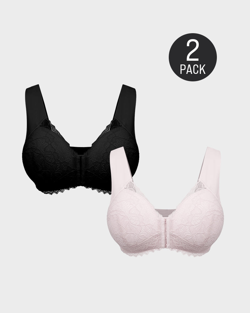 Soutien-gorge push-up sans armatures avec dentelle à clip sur le devant 