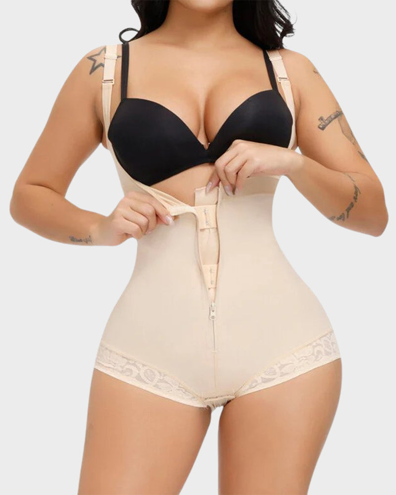 SheCurve® Shapewear à poitrine ouverte en dentelle et fermeture éclair