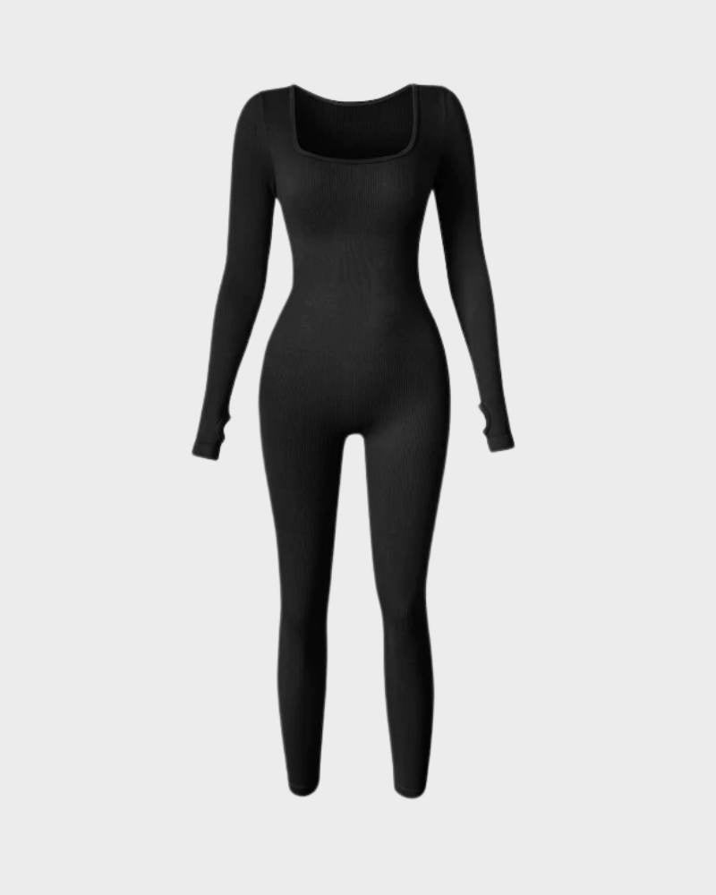 SheShape® Long Sleeve Square Neck Full Body Shaper Jumpsuit