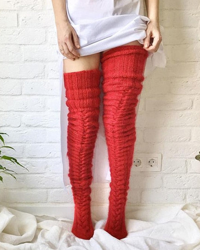 Chaussettes hautes en tricot torsadé chaud SheCurve®