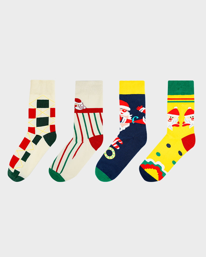 Chaussettes douces et confortables à imprimé de Noël (lot de 4)