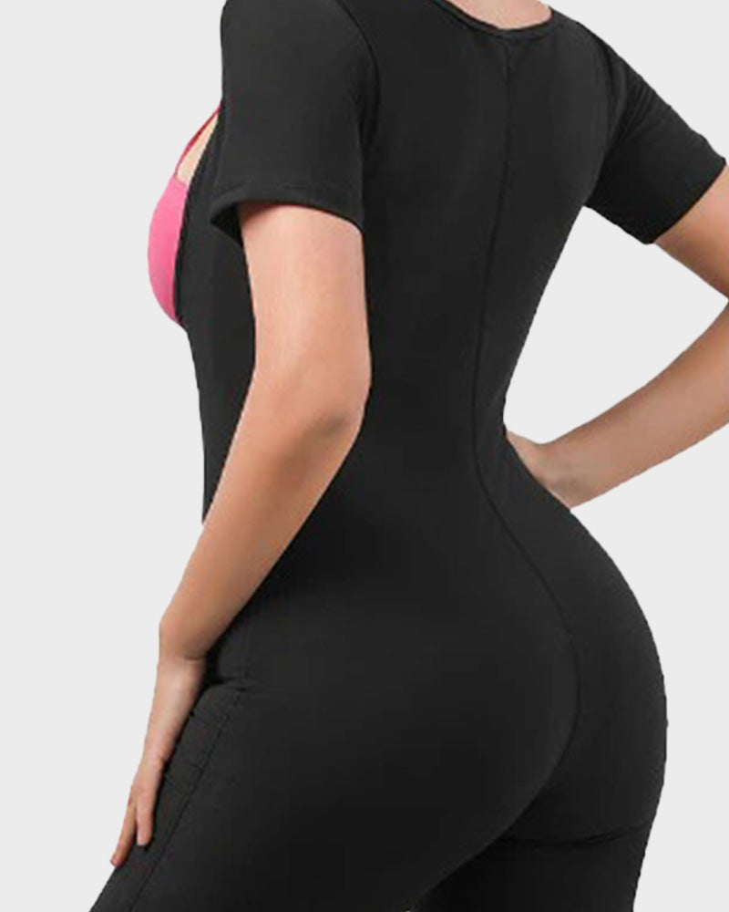 Women's Fitness Sweat-Inducing Zip-Up Bodysuit