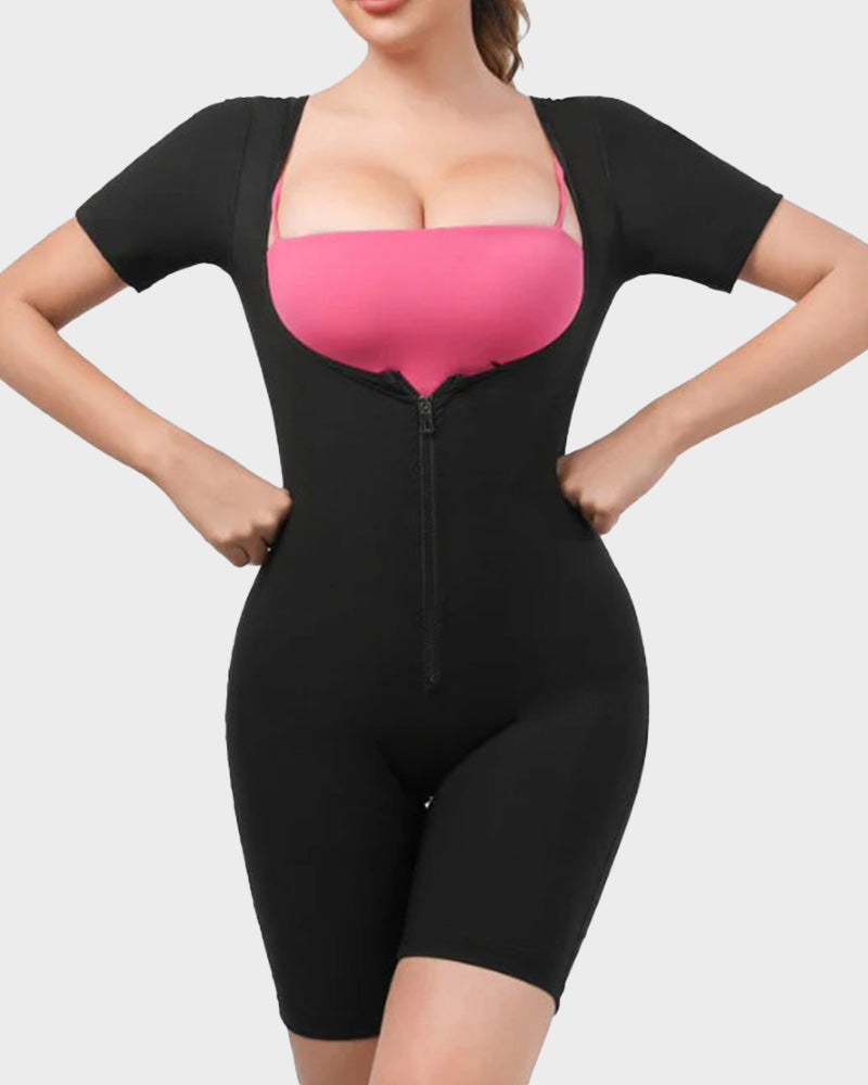 Women's Fitness Sweat-Inducing Zip-Up Bodysuit