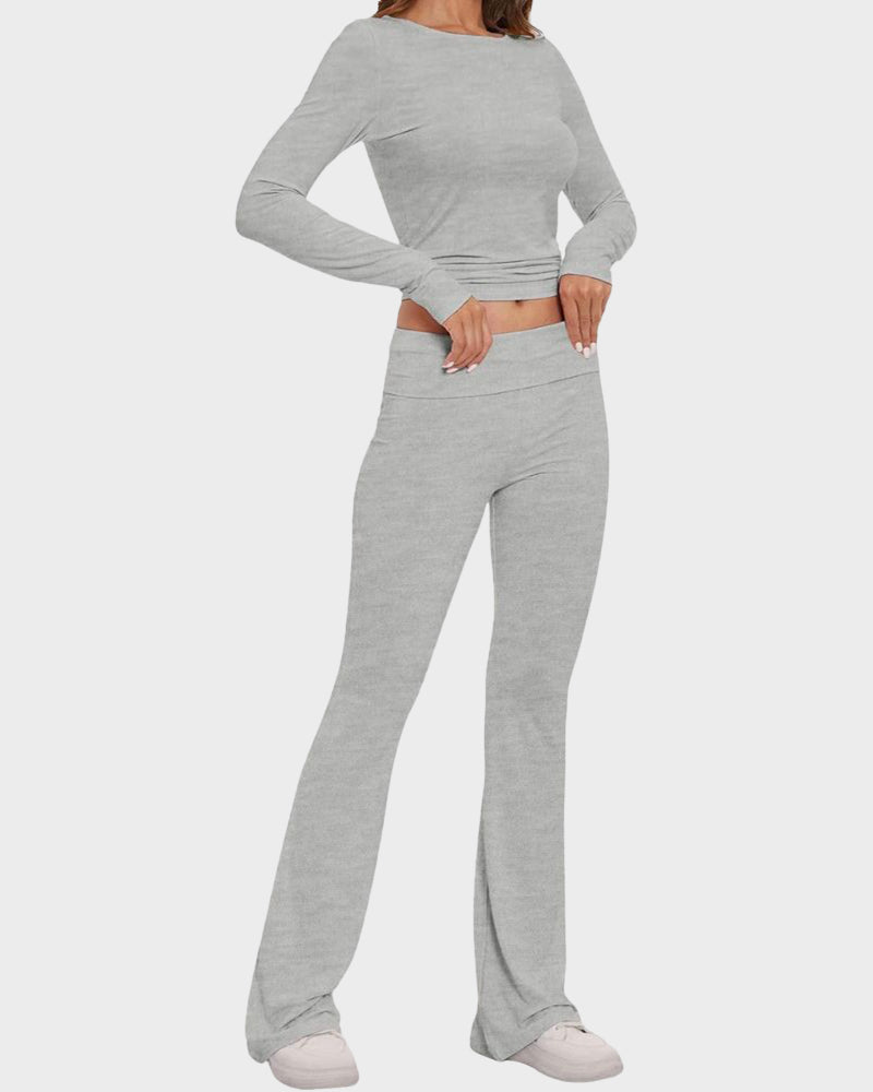 SheShape®Women's 2-Piece Lounge Set: Tops & Flare Pants