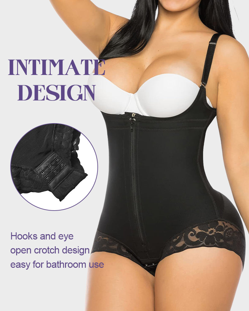 Lace Zipper Open Bust Shapewear