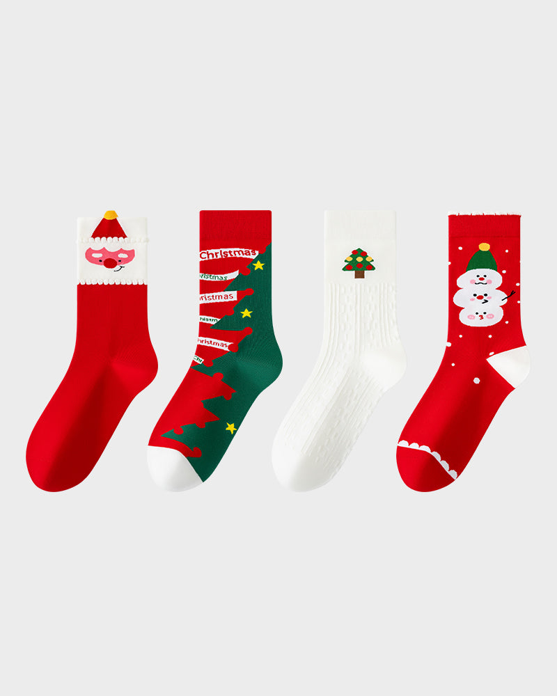 Chaussettes douces et confortables à imprimé de Noël (lot de 4)