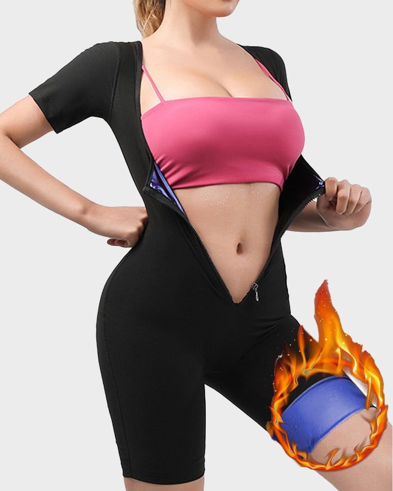 Women's Fitness Sweat-Inducing Zip-Up Bodysuit