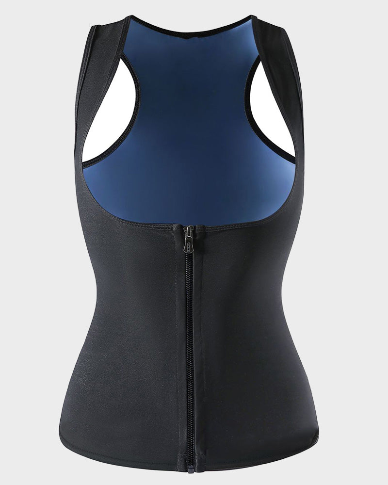 Combinaison de sauna SheCurve® pour femmes, gilet d'entraînement à la taille pour femmes, débardeur de sudation pour femmes, avec fermeture éclair