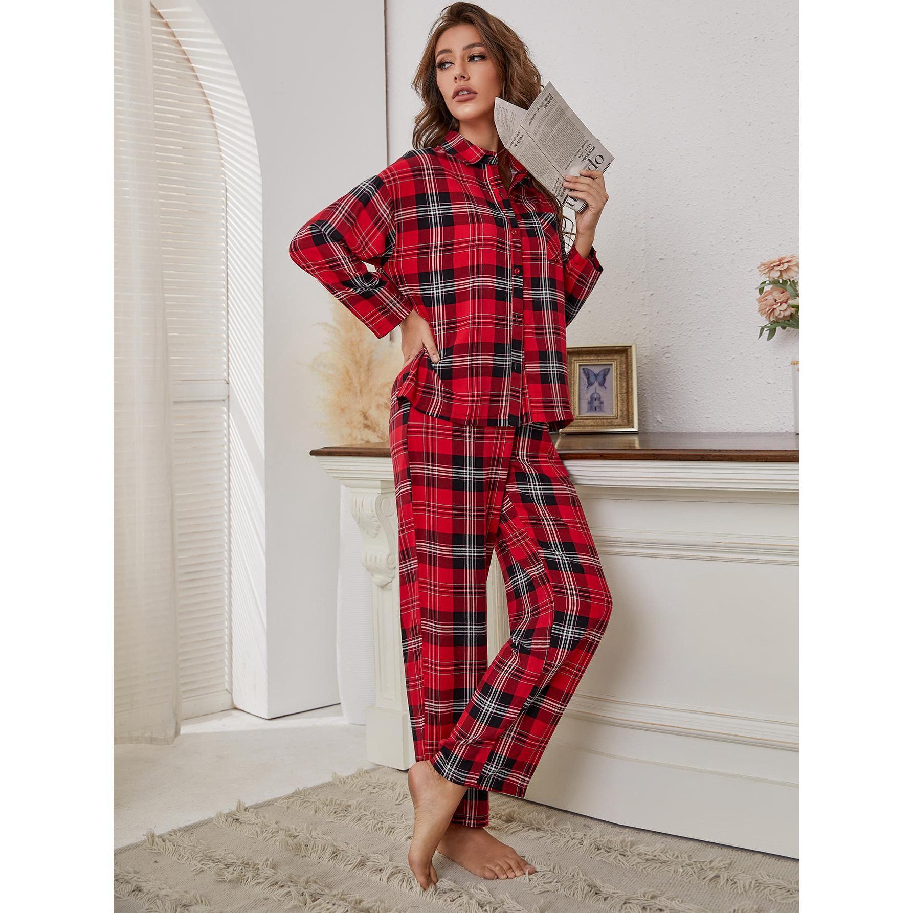 Conjunto de pijama de manga larga con cuadros navideños - Big Plaid